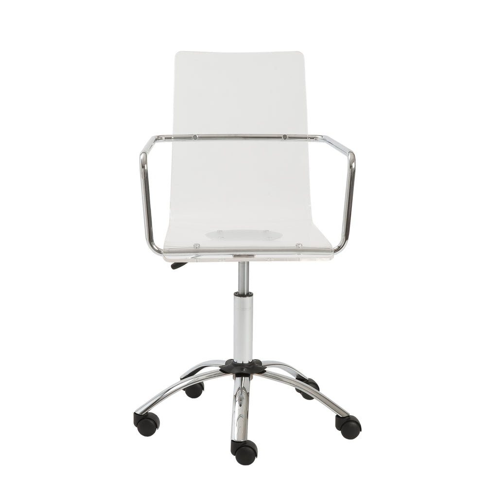 Chloe Office Chair in Clear with Chromed Steel Base