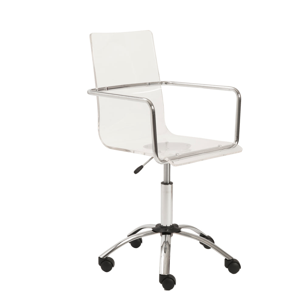 Chloe Office Chair in Clear with Chromed Steel Base