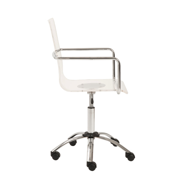 Chloe Office Chair in Clear with Chromed Steel Base