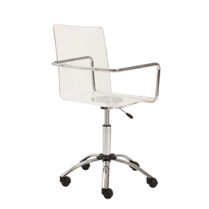 Chloe Office Chair in Clear with Chromed Steel Base
