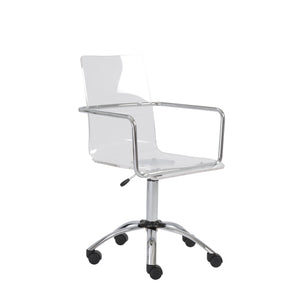 Chloe Office Chair in Clear with Chromed Steel Base