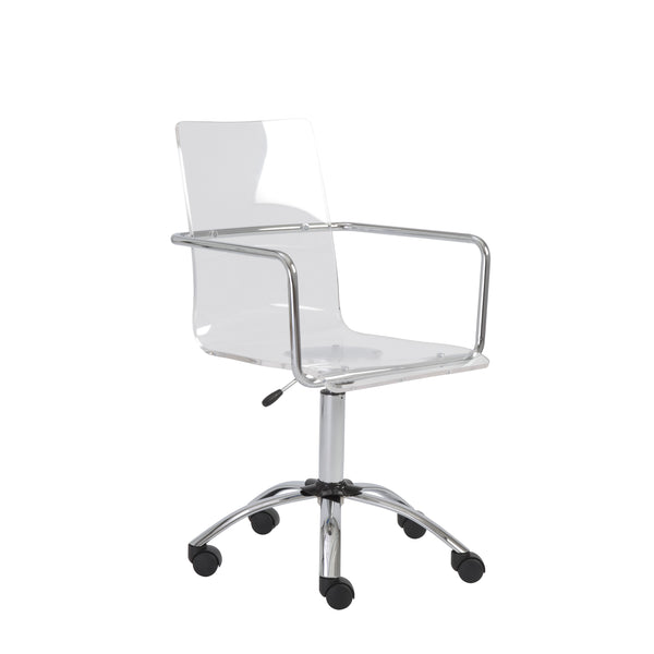 Chloe Office Chair in Clear with Chromed Steel Base