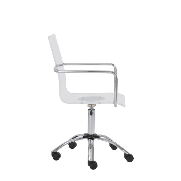 Chloe Office Chair in Clear with Chromed Steel Base