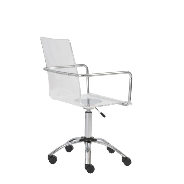Chloe Office Chair in Clear with Chromed Steel Base