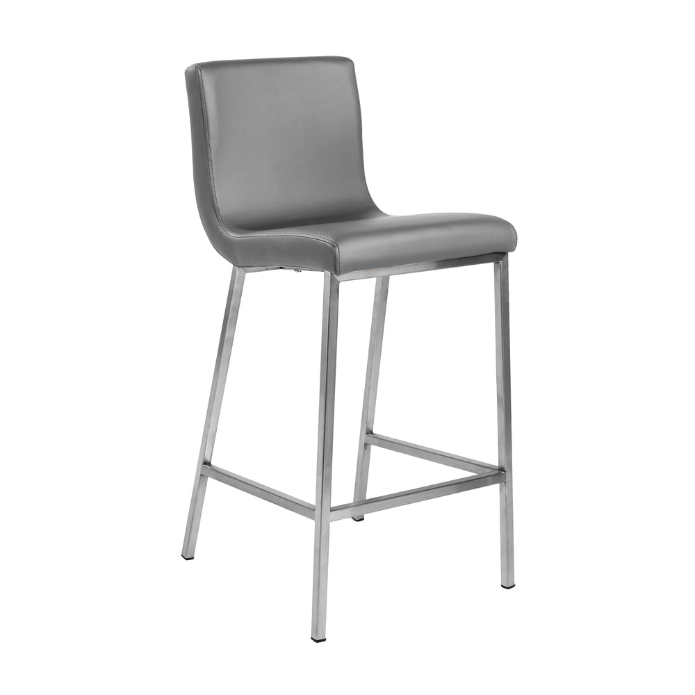 Scott Counter Stool in Gray and Brushed Stainless Steel - Set of 2
