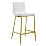 Scott Counter Stool in White and Matte Brushed Gold Legs - Set of 2