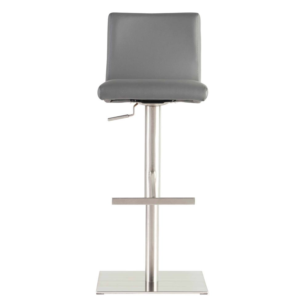 Scott Adjustable Bar/Counter Stool In Gray With Brushed Stainless Steel Base