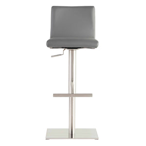 Scott Adjustable Bar/Counter Stool In Gray With Brushed Stainless Steel Base