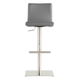 Scott Adjustable Bar/Counter Stool In Gray With Brushed Stainless Steel Base