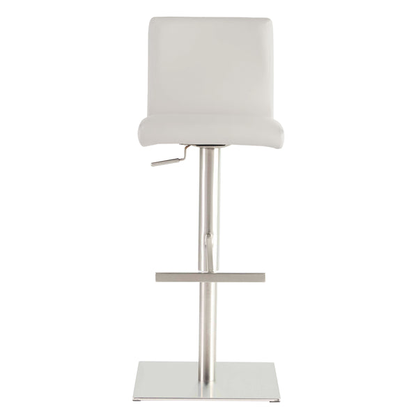Scott Adjustable Bar/Counter Stool In White With Brushed Stainless Steel Base