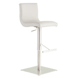 Scott Adjustable Bar/Counter Stool In White With Brushed Stainless Steel Base