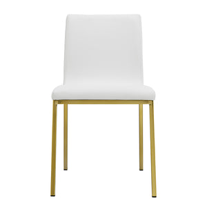 Scott Side Chair in White with Matte Brushed Gold Legs - Set of 2