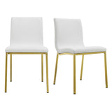 Scott Side Chair in White with Matte Brushed Gold Legs - Set of 2