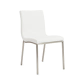 Scott Side Chair in White with Brushed Stainless Steel Legs - Set of 2