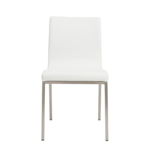 Scott Side Chair in White with Brushed Stainless Steel Legs - Set of 2