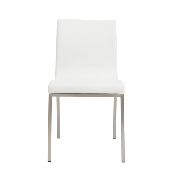 Scott Side Chair in White with Brushed Stainless Steel Legs - Set of 2