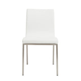 Scott Side Chair in White with Brushed Stainless Steel Legs - Set of 2