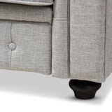 Baxton Studio Alaise Modern Classic Grey Linen Tufted Scroll Arm Chesterfield 3-Piece Living Room Set