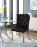 Suri Velvet / Stainless Steel / Engineered Wood / Foam Contemporary Black Velvet Dining Chair - 22.5" W x 26.5" D x 40.5" H