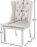 Suri Velvet / Stainless Steel / Engineered Wood / Foam Contemporary Cream Velvet Dining Chair - 22.5" W x 26.5" D x 40.5" H