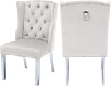 Suri Velvet / Stainless Steel / Engineered Wood / Foam Contemporary Cream Velvet Dining Chair - 22.5" W x 26.5" D x 40.5" H