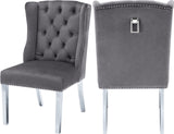 Suri Velvet / Stainless Steel / Engineered Wood / Foam Contemporary Grey Velvet Dining Chair - 22.5" W x 26.5" D x 40.5" H