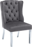 Suri Velvet / Stainless Steel / Engineered Wood / Foam Contemporary Grey Velvet Dining Chair - 22.5" W x 26.5" D x 40.5" H