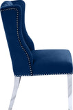 Suri Velvet / Stainless Steel / Engineered Wood / Foam Contemporary Navy Velvet Dining Chair - 22.5" W x 26.5" D x 40.5" H