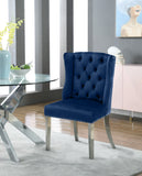 Suri Velvet / Stainless Steel / Engineered Wood / Foam Contemporary Navy Velvet Dining Chair - 22.5" W x 26.5" D x 40.5" H