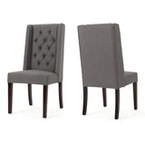 Blythe Tufted Dark Grey Fabric Dining Chairs Noble House