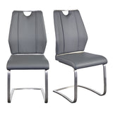 Lexington Side Chair in Gray and Brushed Stainless Steel - Set of 2