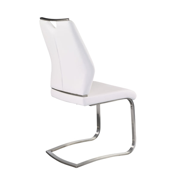 Lexington Side Chair in White and Brushed Stainless Steel - Set of 2