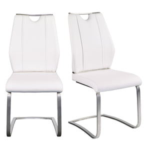 Lexington Side Chair in White and Brushed Stainless Steel - Set of 2