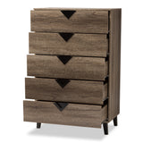 Baxton Studio Wales Modern and Contemporary Light Brown Wood 5-Drawer Chest