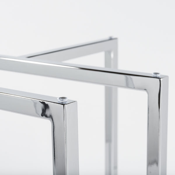 Legend 42" Dining Table with Clear Tempered Glass Top and Chromed Steel Base