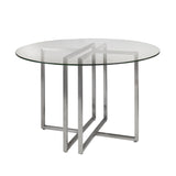 Legend 42" Dining Table with Clear Tempered Glass Top and Brushed Stainless Steel Base