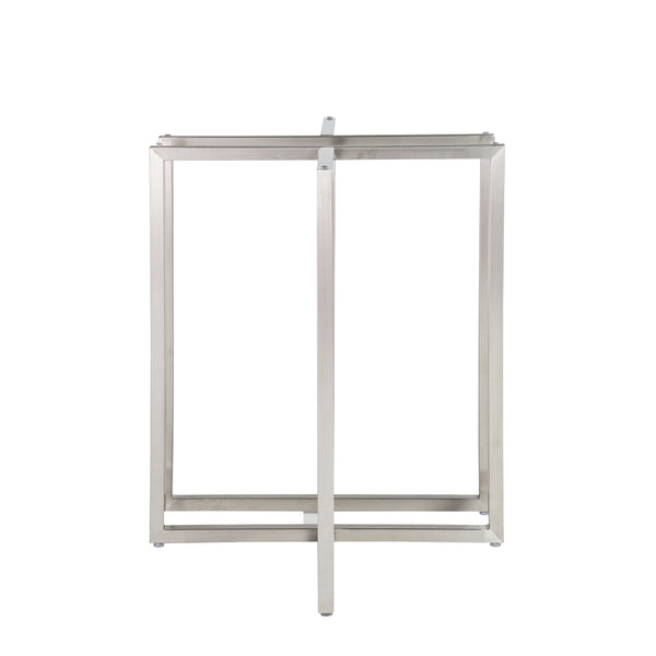 Legend 42" Dining Table with Clear Tempered Glass Top and Brushed Stainless Steel Base