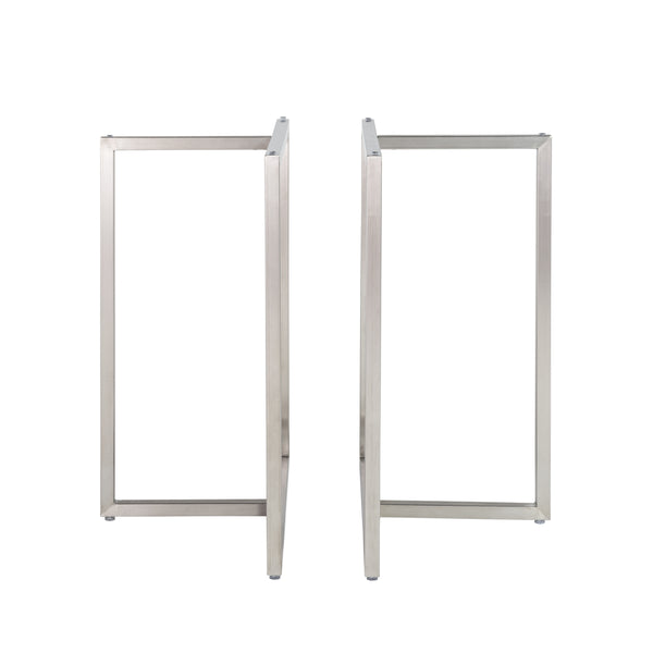 Legend 36" Dining Table with Clear Tempered Glass Top and Brushed Stainless Steel Base