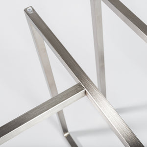 Legend 42" Dining Table with Clear Tempered Glass Top and Brushed Stainless Steel Base