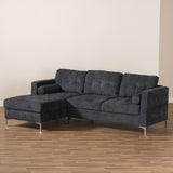 Baxton Studio Mireille Modern and Contemporary Dark Grey Fabric Upholstered Sectional Sofa