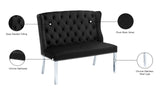 Suri Velvet / Stainless Steel / Engineered Wood / Foam Contemporary Black Velvet Settee Bench - 46" W x 26.5" D x 40.5" H