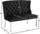 Suri Velvet / Stainless Steel / Engineered Wood / Foam Contemporary Black Velvet Settee Bench - 46" W x 26.5" D x 40.5" H