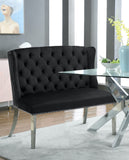 Suri Velvet / Stainless Steel / Engineered Wood / Foam Contemporary Black Velvet Settee Bench - 46" W x 26.5" D x 40.5" H