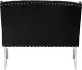 Suri Velvet / Stainless Steel / Engineered Wood / Foam Contemporary Black Velvet Settee Bench - 46" W x 26.5" D x 40.5" H