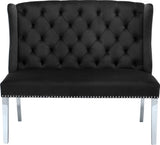 Suri Velvet / Stainless Steel / Engineered Wood / Foam Contemporary Black Velvet Settee Bench - 46" W x 26.5" D x 40.5" H