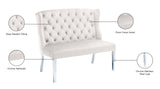 Suri Velvet / Stainless Steel / Engineered Wood / Foam Contemporary Cream Velvet Settee Bench - 46" W x 26.5" D x 40.5" H