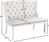 Suri Velvet / Stainless Steel / Engineered Wood / Foam Contemporary Cream Velvet Settee Bench - 46" W x 26.5" D x 40.5" H