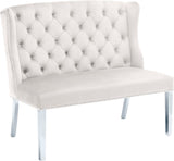 Suri Velvet / Stainless Steel / Engineered Wood / Foam Contemporary Cream Velvet Settee Bench - 46" W x 26.5" D x 40.5" H