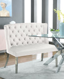 Suri Velvet / Stainless Steel / Engineered Wood / Foam Contemporary Cream Velvet Settee Bench - 46" W x 26.5" D x 40.5" H