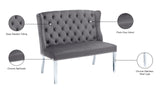 Suri Velvet / Stainless Steel / Engineered Wood / Foam Contemporary Grey Velvet Settee Bench - 46" W x 26.5" D x 40.5" H